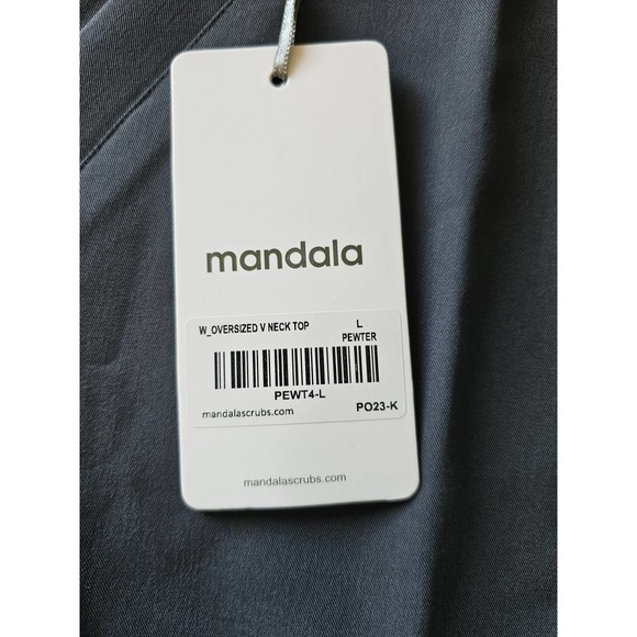 Mandala Women's  Pewter Scrubs Top and Jogger Set - Size L - Picture 4 of 8